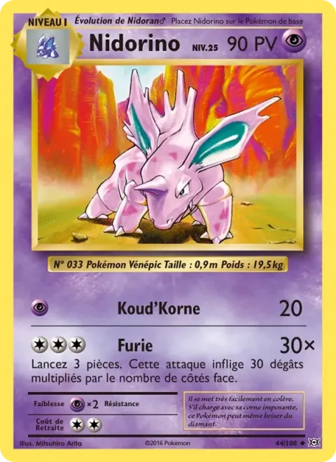 Carte Pokémon Nidorino 044/108, extension Évolutions