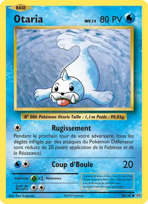 Carte Pokémon Otaria 028/108, extension Évolutions