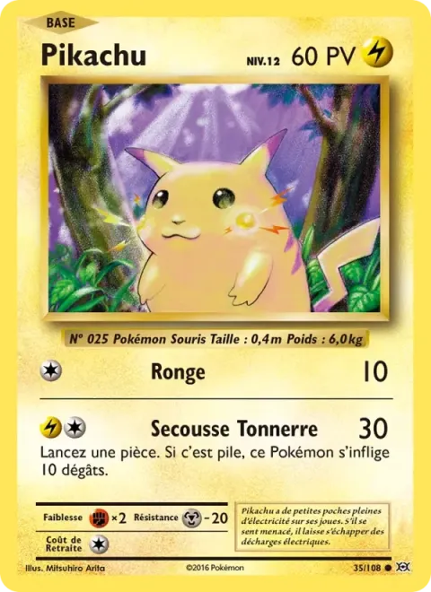 Carte Pokémon Pikachu 035/108, extension Évolutions