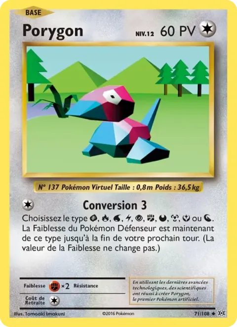Carte Pokémon Porygon 071/108, extension Évolutions