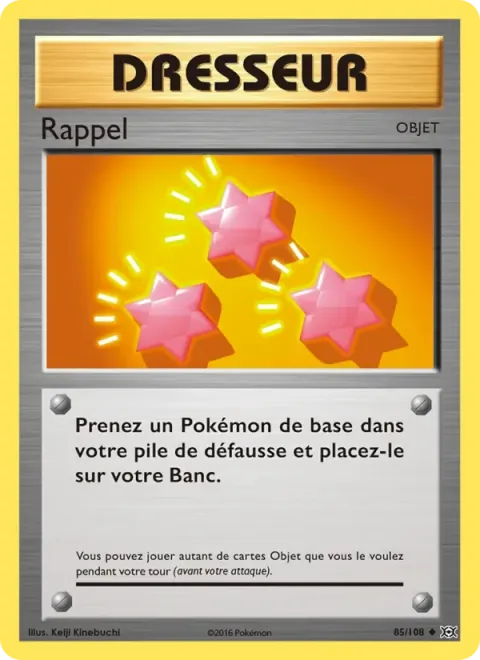 Carte Pokémon Rappel 085/108, extension Évolutions