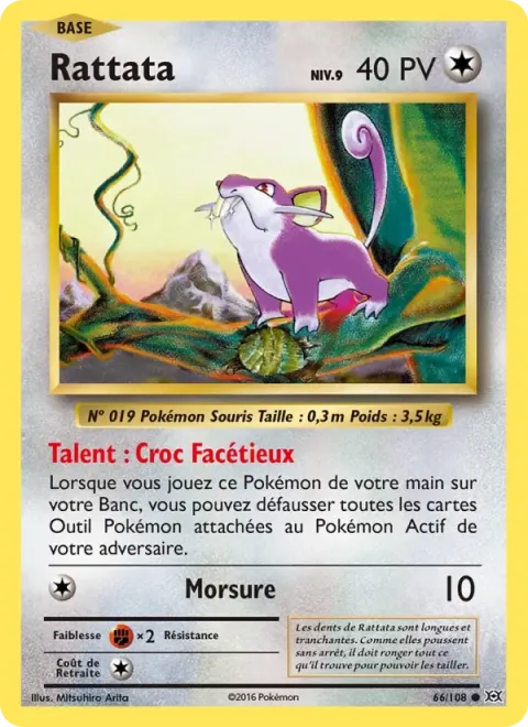 Carte Pokémon Rattata 066/108, extension Évolutions