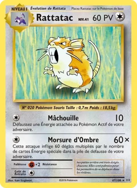 Carte Pokémon Rattatac 067/108, extension Évolutions