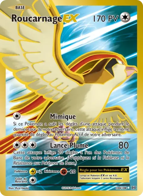 Carte Pokémon Roucarnage EX 104/108, extension Évolutions