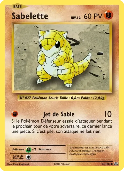 Carte Pokémon Sabelette 054/108, extension Évolutions