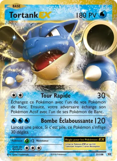 Carte Pokémon Tortank EX 021/108, extension Évolutions