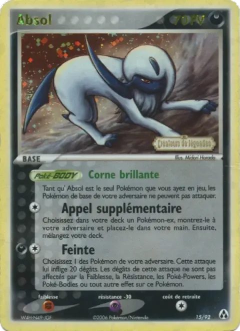 Carte Pokémon Absol 015/092, extension EX Créateurs de légendes