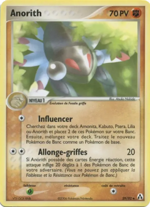 Carte Pokémon Anorith 029/092, extension EX Créateurs de légendes