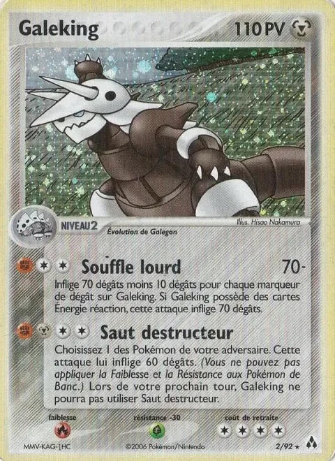 Carte Pokémon Galeking 002/092, extension EX Créateurs de légendes