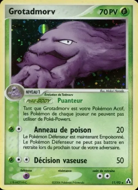 Carte Pokémon Grotadmorv 011/092, extension EX Créateurs de légendes