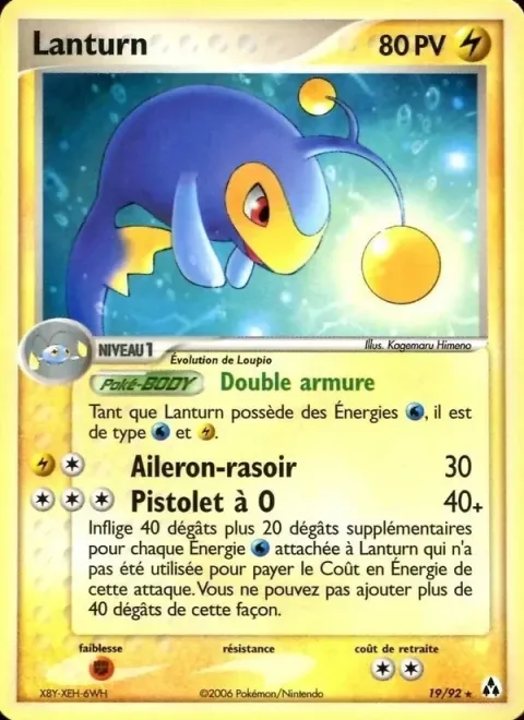 Carte Pokémon Lanturn 019/092, extension EX Créateurs de légendes