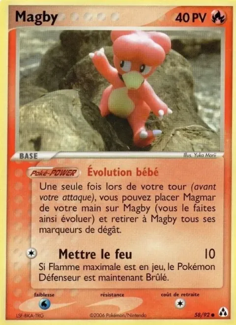Carte Pokémon Magby 058/092, extension EX Créateurs de légendes