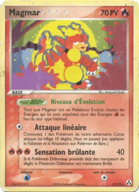 Carte Pokémon Magmar 021/092, extension EX Créateurs de légendes