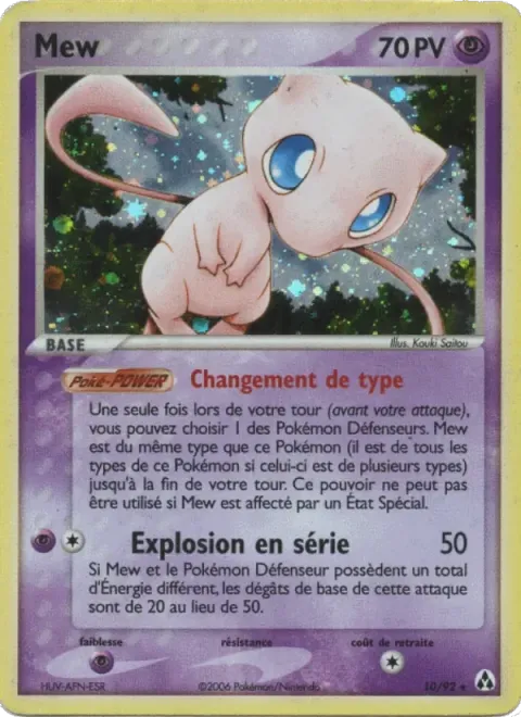 Carte Pokémon Mew 010/092, extension EX Créateurs de légendes