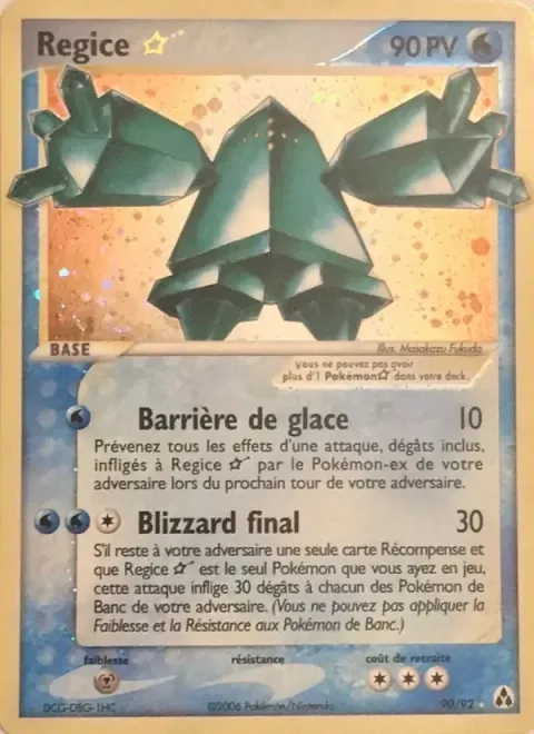 Carte Pokémon Regice ☆ 090/092, extension EX Créateurs de légendes