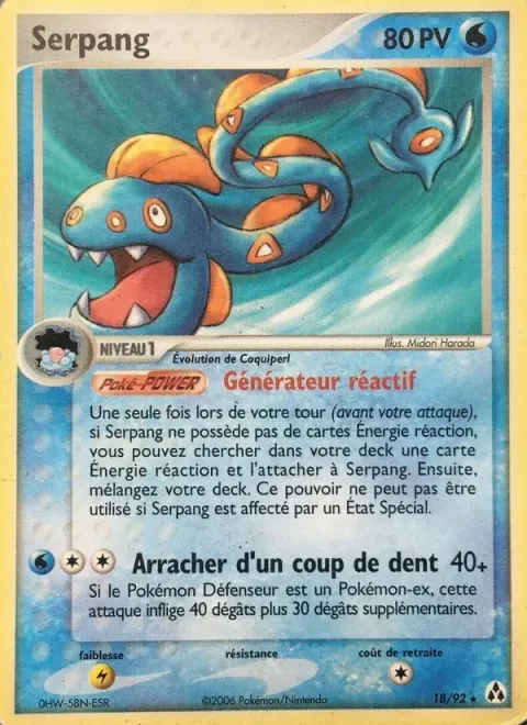 Carte Pokémon Serpang 018/092, extension EX Créateurs de légendes