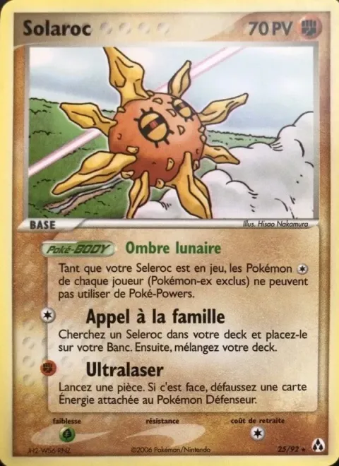 Carte Pokémon Solaroc 025/092, extension EX Créateurs de légendes