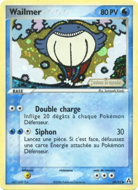 Carte Pokémon Wailmer 069/092, extension EX Créateurs de légendes