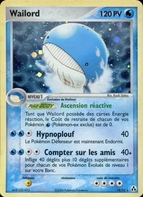 Carte Pokémon Wailord 014/092, extension EX Créateurs de légendes