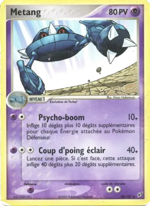 Carte Pokémon Métang 040/107, extension EX Deoxys