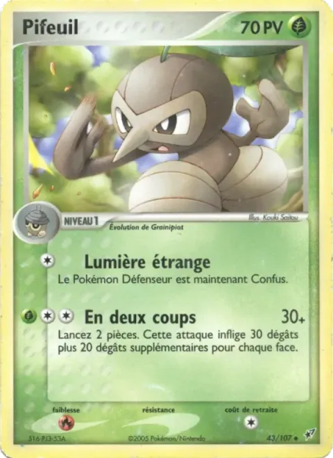 Carte Pokémon Pifeuil 043/107, extension EX Deoxys