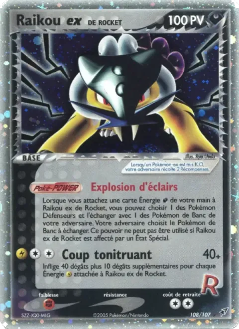 Carte Pokémon Raikou ex de Rocket 108/107, extension EX Deoxys