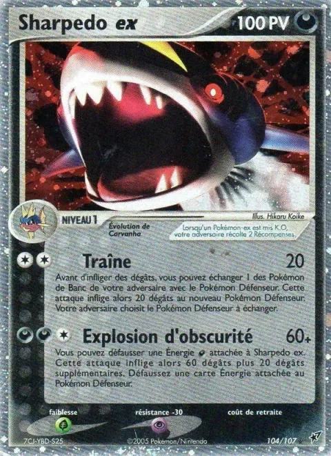Carte Pokémon Sharpedo ex 104/107, extension EX Deoxys