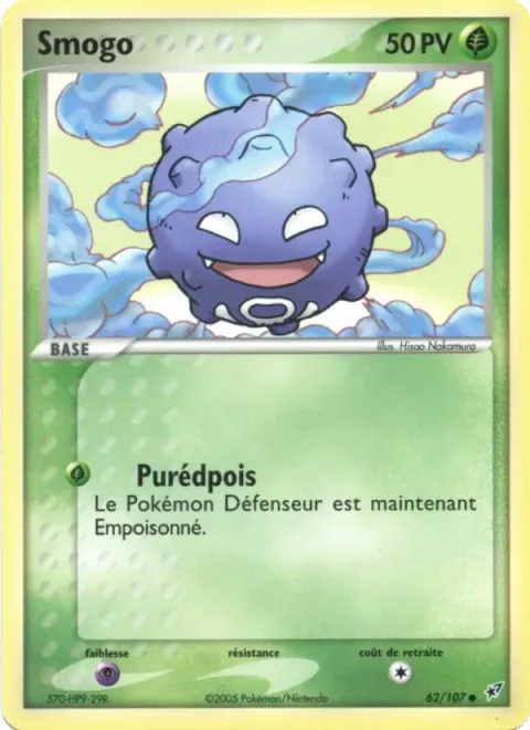 Carte Pokémon Smogo 062/107, extension EX Deoxys