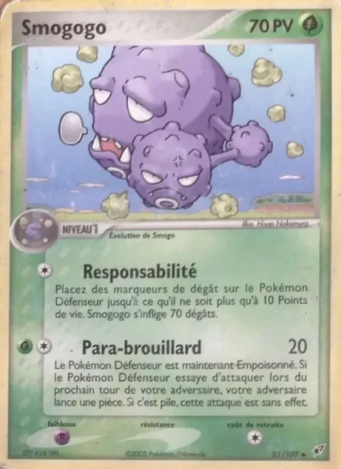 Carte Pokémon Smogogo 051/107, extension EX Deoxys