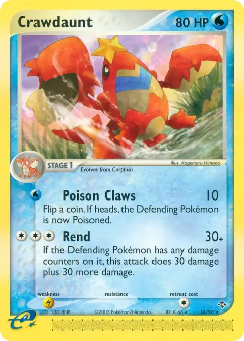 Carte Pokémon Colhomard 013/097, extension EX Dragon