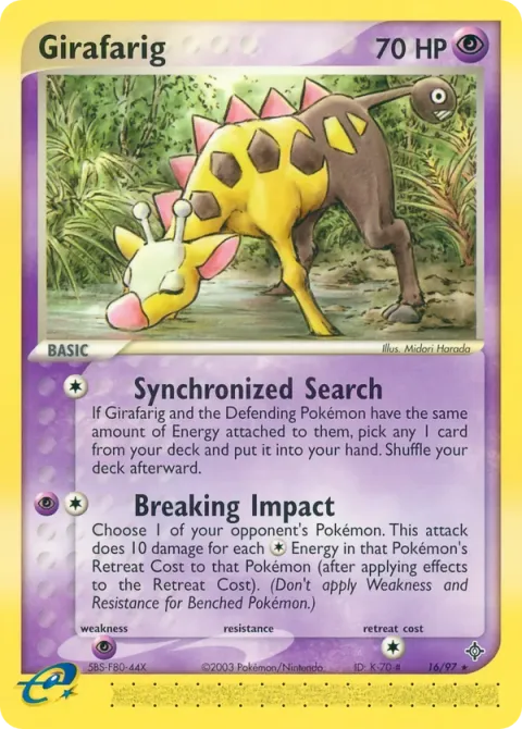 Carte Pokémon Girafarig 016/097, extension EX Dragon