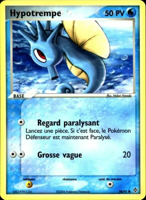 Carte Pokémon Hypotrempe 058/097, extension EX Dragon