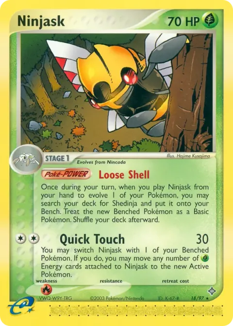 Carte Pokémon Ninjask 018/097, extension EX Dragon