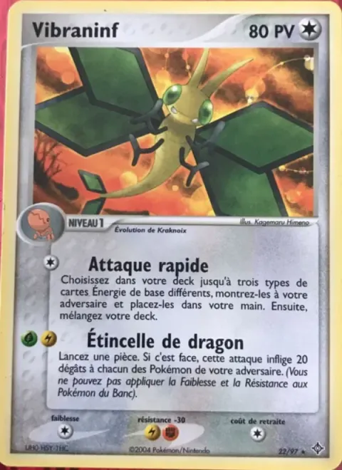 Carte Pokémon Vibraninf 022/097, extension EX Dragon