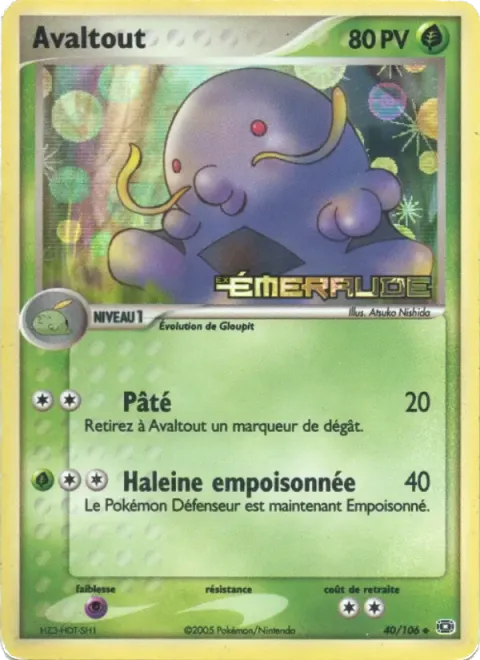 Carte Pokémon Avaltout 040/106, extension EX Émeraude