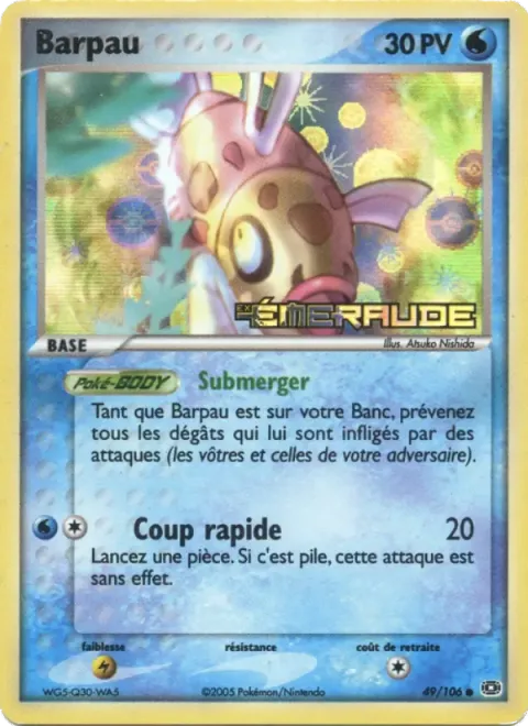 Carte Pokémon Barpau 049/106, extension EX Émeraude