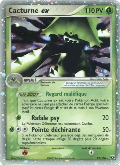 Carte Pokémon Cacturne ex 091/106, extension EX Émeraude
