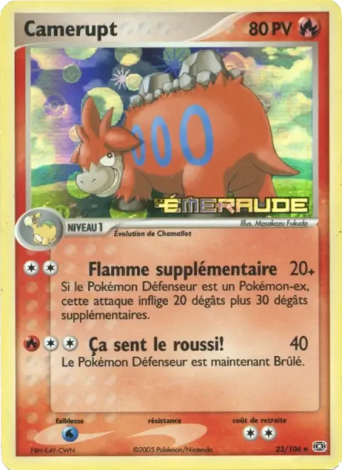 Carte Pokémon Camérupt 023/106, extension EX Émeraude
