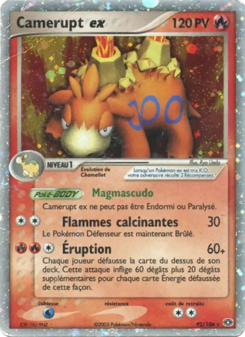Carte Pokémon Camerupt ex 092/106, extension EX Émeraude