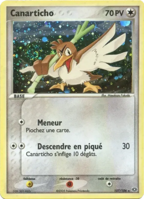 Carte Pokémon Canarticho 107/106, extension EX Émeraude