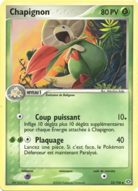 Carte Pokémon Chapignon 022/106, extension EX Émeraude
