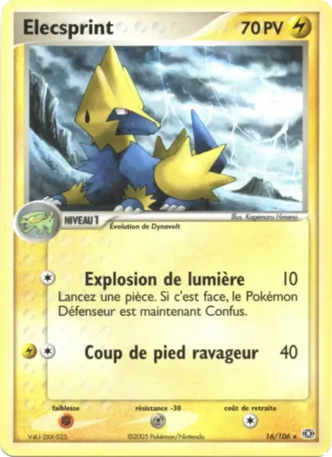 Carte Pokémon Élecsprint 016/106, extension EX Émeraude