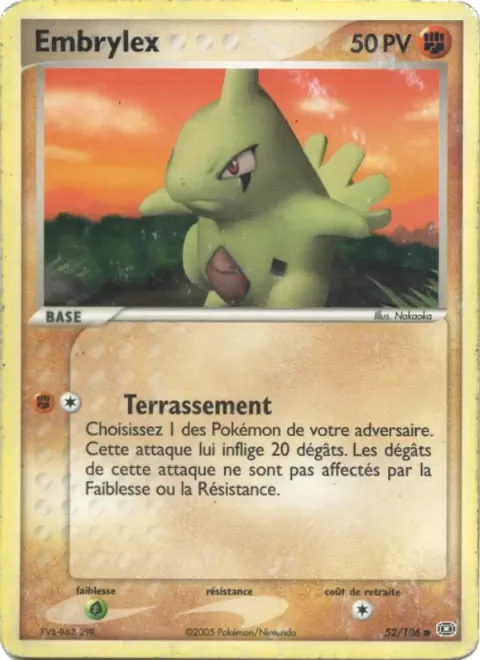 Carte Pokémon Embrylex 052/106, extension EX Émeraude