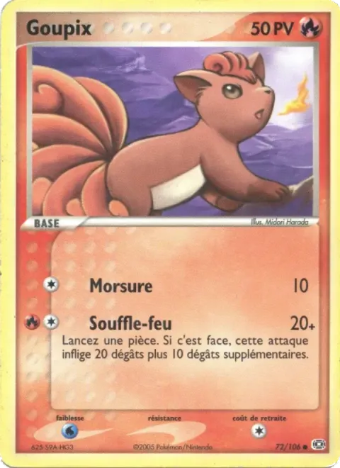 Carte Pokémon Goupix 072/106, extension EX Émeraude