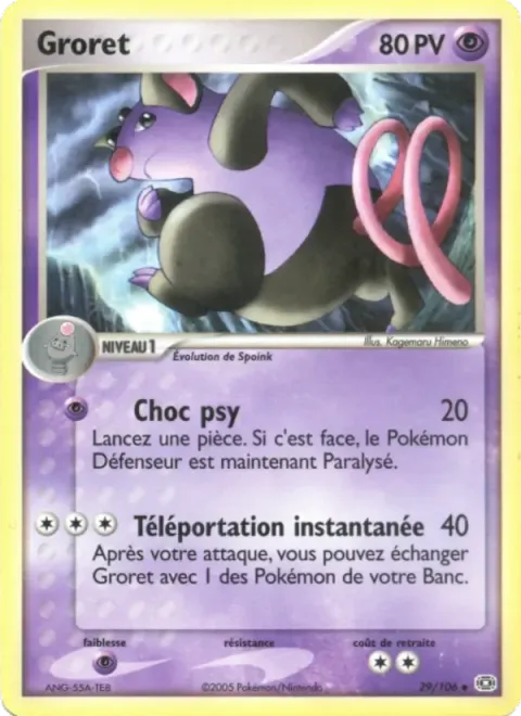 Carte Pokémon Groret 029/106, extension EX Émeraude