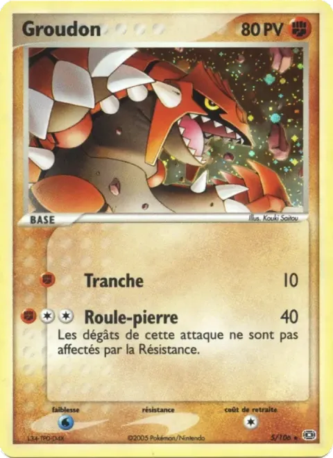 Carte Pokémon Groudon 005/106, extension EX Émeraude
