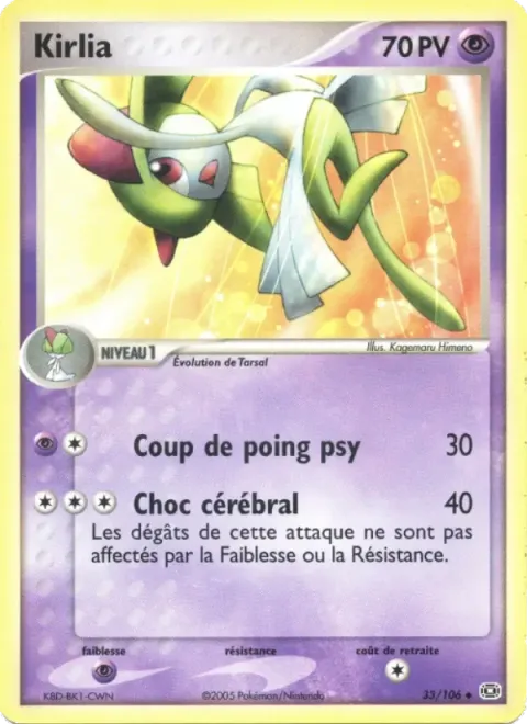 Carte Pokémon Kirlia 033/106, extension EX Émeraude