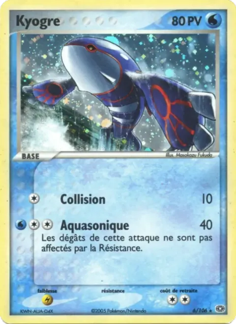 Carte Pokémon Kyogre 006/106, extension EX Émeraude