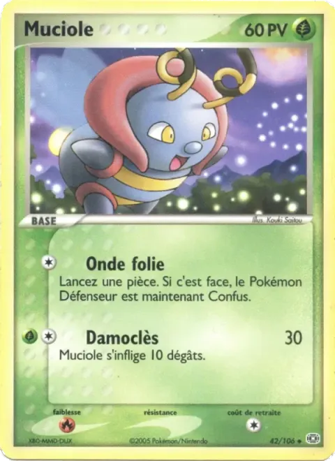 Carte Pokémon Muciole 042/106, extension EX Émeraude