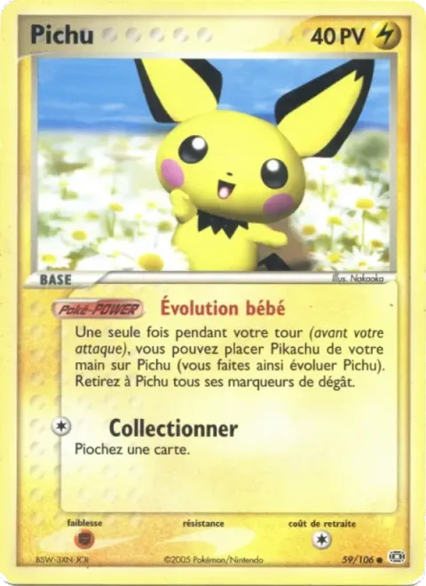 Carte Pokémon Pichu 059/106, extension EX Émeraude